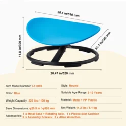 VEVOR Kids Swivel Chair, 220 LBS Capacity, Sensory Spinning Chair, Autistic Kids Sensory Toy Chair With Non-Slip Metal Base, Blue -Aesthtic Interiors GUEST de9c6a3b 91ab 42ac a71f 2b5408c64f0b