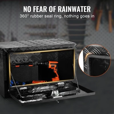 VEVOR Underbody Truck Box, 36" X 17" X 18" Pickup Storage Box, Heavy Duty Aluminum Diamond Plate Tool Box With Lock And Keys 5 VEVOR Underbody Truck Box, 36" X 17" X 18" Pickup Storage Box, Heavy Duty Aluminum Diamond Plate Tool Box With Lock And Keys - Image 5