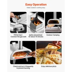 VEVOR Dual Fuel Pizza Oven Outdoor, 12 Inch Wood Fire & Propane Gas Pizza Oven, Pellet & Propane Pizza-Maker With Thermometer, Silver -Aesthtic Interiors GUEST df2a86ca 1296 41f4 9899 b815ca10b43f