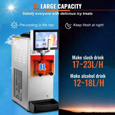 VEVOR Commercial Slushy Machine, 8L / 2.1 Gal Single Bowl, Cool And Freeze Modes, 1050W Stainless Steel Margarita Smoothie Frozen Drink Maker 3 VEVOR Commercial Slushy Machine, 8L / 2.1 Gal Single Bowl, Cool And Freeze Modes, 1050W Stainless Steel Margarita Smoothie Frozen Drink Maker - Image 3