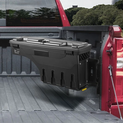 VEVOR Truck Bed Storage Box, Lockable Lid, Waterproof ABS Wheel Well Tool Box 6.6 Gal/20 L, Black 1 VEVOR Truck Bed Storage Box, Lockable Lid, Waterproof ABS Wheel Well Tool Box 6.6 Gal/20 L, Black