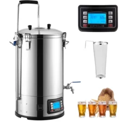VEVOR Electric Brewing System, 9.2 Gal/35 L Brewing Pot, All-in-One Home Beer Brewer With Pump, Mash Boil Device, Auto/Manual Mode 100-1800W, Silver -Aesthtic Interiors GUEST df8b4936 6c24 48f0 97ed cabe42fd65a8