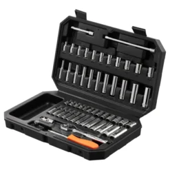 VEVOR Socket Set, 1/4 Inch Drive Socket And Ratchet Set, 6-Point Socket Opening, 54 Pieces Tool Set SAE And Metric, Deep And Standard Sockets Black -Aesthtic Interiors GUEST e0114736 27a1 4422 987f d8d73ded4ef4