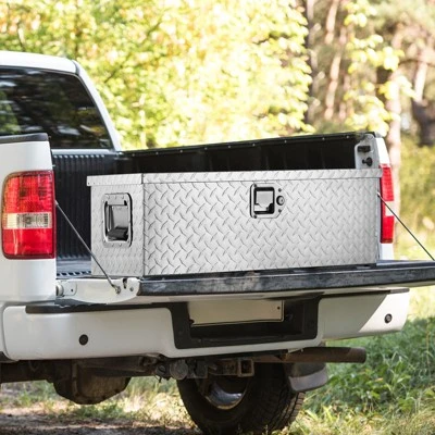 VEVOR Heavy Duty Aluminum Truck Bed Tool Box, Diamond Plate Tool Box With Side Handle And Lock Keys, Storage Tool Box Chest Box Organizer, Silver 1 VEVOR Heavy Duty Aluminum Truck Bed Tool Box, Diamond Plate Tool Box With Side Handle And Lock Keys, Storage Tool Box Chest Box Organizer, Silver