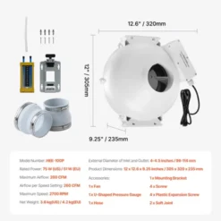 VEVOR 4 To 4.5 Inch Radon Fan Installation Kit, Quiet 260CFM Radon Mitigation Fan System Kit With 2 Couplers, Pressure Indicator, Silver 13 VEVOR 4 To 4.5 Inch Radon Fan Installation Kit, Quiet 260CFM Radon Mitigation Fan System Kit With 2 Couplers, Pressure Indicator, Silver -Aesthtic Interiors GUEST e024f31a f4ea 49ad 92a8 c7b4b2b9637d