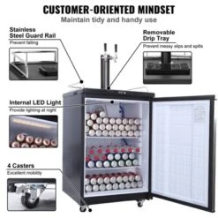 VEVOR Beer Kegerator, Dual Tap Draft Beer Dispenser, Full Size Keg Refrigerator With Shelves, CO2 Cylinder, Drip Tray & Rail, Black -Aesthtic Interiors GUEST e04b83b0 6834 4b6c 8c8a 72df7903ef5f