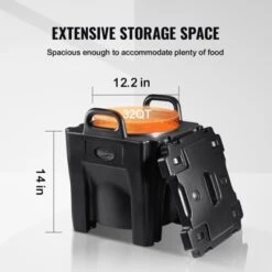VEVOR Insulated Food Carrier, 32Qt Capacity, Stackable Catering Hot Box With Stainless Steel Barrel, Top Load LLDPE Food Warmer, Black -Aesthtic Interiors GUEST e09e29c3 00bc 4844 a584 3ba72e31742b