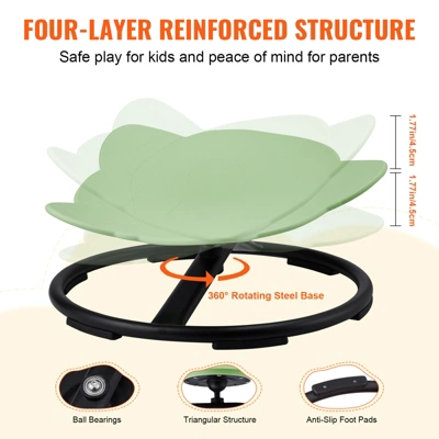 VEVOR Elephant Kids Swivel Chair, 220 LBS Capacity, 360° Spinning Chair, Autistic Kids Sensory Toy Chair With Non-Slip Metal Base, Green 4 VEVOR Elephant Kids Swivel Chair, 220 LBS Capacity, 360° Spinning Chair, Autistic Kids Sensory Toy Chair With Non-Slip Metal Base, Green - Image 4