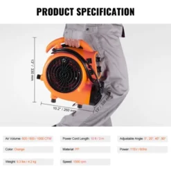 VEVOR Floor Blower, 1/4 HP, 1000 CFM Air Mover For Drying And Cooling, Portable Carpet Dryer Fan With 4 Blowing Angles And Time Function 13 VEVOR Floor Blower, 1/4 HP, 1000 CFM Air Mover For Drying And Cooling, Portable Carpet Dryer Fan With 4 Blowing Angles And Time Function -Aesthtic Interiors GUEST e0c0ef00 18f8 476c 9c7f 26a22fb03984