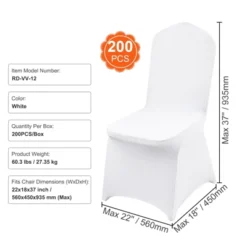 VEVOR Stretch Spandex Folding Chair Covers, Universal Fitted Chair Cover, Removable Washable Protective Slipcovers, (200PCS White) -Aesthtic Interiors GUEST e1c0a01e a958 4e40 b8de 014018676386
