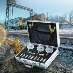 VEVOR Hydraulic Pressure Test Kit, 250/400/600bar, 3 Gauges 11 Test Couplings 3 Test Hoses, Excavator Hydraulic Test Gauge Set, Silver