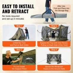 VEVOR Pop Up Gazebo Tent, Pop-Up Screen Tent 6 Sided Canopy Sun Shelter, 10x10FT Quick Set Screen Tent With Mosquito Netting, Army Green -Aesthtic Interiors GUEST e2759cc4 6636 4281 bdd2 0608bd7d9168