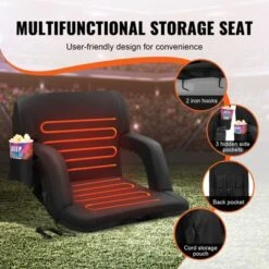 VEVOR Double Heated Stadium Seat With Back Support, 3 Level Heating Wide Bleacher Seat, Folding Portable Padded Reclining Chair -Aesthtic Interiors GUEST e29aaf01 64d1 48f1 8351 f316b60fdf49