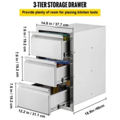 VEVOR Outdoor Kitchen Drawers 14.7" W X 25.4" H X 18.7" D, Box Frame Style Flush Mount BBQ Drawers With Stainless Steel Handle, Silver 11 VEVOR Outdoor Kitchen Drawers 14.7" W X 25.4" H X 18.7" D, Box Frame Style Flush Mount BBQ Drawers With Stainless Steel Handle, Silver -Aesthtic Interiors GUEST e2b692a9 cc69 4789 a482 00d7aeaa29d8