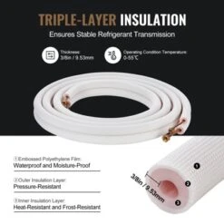 VEVOR 25FT Mini Split Line Set,1/4" & 3/8" O.D Copper Pipes Tubing And Triple-Layer Insulation,for Air Conditioning Or Heating Pump Equipment, White 12 VEVOR 25FT Mini Split Line Set,1/4" & 3/8" O.D Copper Pipes Tubing And Triple-Layer Insulation,for Air Conditioning Or Heating Pump Equipment, White -Aesthtic Interiors GUEST e2d4fc85 d31e 4f5b 957b 1ebaac6d4619