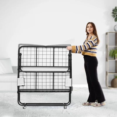 VEVOR Rollaway Bed, 38 In X 75 In Folding Bed With 4 In Mattress, Twin Size Foldable Bed With Sturdy Metal Frame & Memory Foam Mattress 1 VEVOR Rollaway Bed, 38 In X 75 In Folding Bed With 4 In Mattress, Twin Size Foldable Bed With Sturdy Metal Frame & Memory Foam Mattress