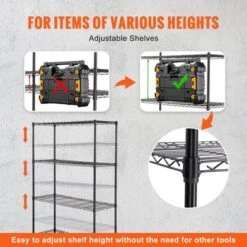 VEVOR Storage Shelving Unit With Wheels, 4-Tier Adjustable, 700 Lbs Capacity, Heavy Duty Garage Shelves Metal Organizer Wire Rack, Black -Aesthtic Interiors GUEST e33d4037 9046 4b15 ba6c 601a64da2ac7