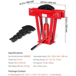 VEVOR Hydraulic Pipe Bender, 12 Ton Manual Copper Exhaust Pipe Bending Machine With 6 Dies (1/2" - 2") And 90 - 180° Adjustable Rollers, Red 14 VEVOR Hydraulic Pipe Bender, 12 Ton Manual Copper Exhaust Pipe Bending Machine With 6 Dies (1/2" - 2") And 90 - 180° Adjustable Rollers, Red -Aesthtic Interiors GUEST e37c921f e0b9 4f18 8db9 4a94071964e6