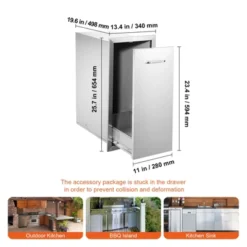 VEVOR Pull Out Trash Drawer 13.6Wx26Hx19.3D Inch Lower Sliding Rails Stainless Steel Roll Out Trash Bin Pull Out Tray, Silver(No Trash Can) -Aesthtic Interiors GUEST e39333dd ffc6 411f a3d2 66c2fb07cad7