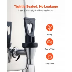 VEVOR Stainless Steel Beverage Dispenser, 2.7 Gallon Drink Dispenser With Alcohol Burner, Hot & Cold Drink Dispensers, Silver -Aesthtic Interiors GUEST e39e5f01 4463 4ad1 971f 36fbbb95a15d