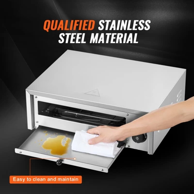 VEVOR Countertop Electric Pizza Oven, 12-inch, 1500W, 122-662℉ Temp Range, Stainless Steel Construction And Easy-to-Clean Crumb Tray 5 VEVOR Countertop Electric Pizza Oven, 12-inch, 1500W, 122-662℉ Temp Range, Stainless Steel Construction And Easy-to-Clean Crumb Tray - Image 5