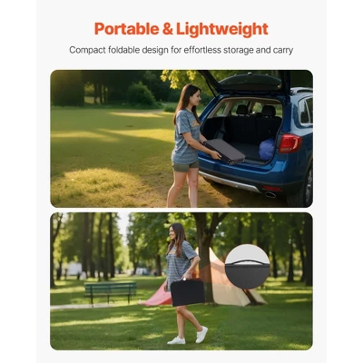 VEVOR Folding Camping Table, Adjustable Height Portable Side Tables, Aluminum MDF Beach Table With Mesh Layer, Carrying Handle, 24x16in, Black 4 VEVOR Folding Camping Table, Adjustable Height Portable Side Tables, Aluminum MDF Beach Table With Mesh Layer, Carrying Handle, 24x16in, Black - Image 4