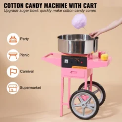 VEVOR Electric Cotton Candy Machine With Cart, 1000W Commercial Floss Maker With Stainless Steel Bowl, Sugar Scoop And Drawer, Pink -Aesthtic Interiors GUEST e48c688f fae1 4eaf ba2a 682e5f1a8091