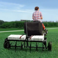 VEVOR Tow Behind Plug Aerator, 40-Inch Tow Behind Lawn Plug Aerator With Universal Hitch, Pull Behind Aerator, Black