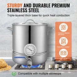 VEVOR Stainless Steel Kettle, 5 GALLON Brewing Pot, Tri Ply Bottom For Beer, Brew Kettle Pot, Home Brewing Supplies Includes Lid, Handle,Thermometer -Aesthtic Interiors GUEST e4a6f78b f9f4 4b31 a9c4 0c705def0a60