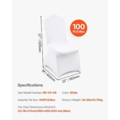 VEVOR Stretch Spandex Folding Chair Covers, Universal Fitted Chair Cover, Removable Washable Protective Slipcovers, (100PCS White) -Aesthtic Interiors GUEST e4f7d499 f26c 43e8 8d85 2437fd3196fe