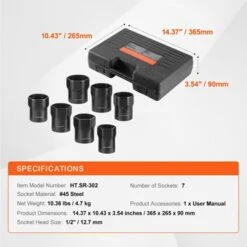 VEVOR Wheel Bearing Locknut Socket Set,1/2 Inch Drive 7 Piece SAE And Metric 6-Point Socket For Ford,Dodge,and Toyota Vehicles,with Storage Case Black 14 VEVOR Wheel Bearing Locknut Socket Set,1/2 Inch Drive 7 Piece SAE And Metric 6-Point Socket For Ford,Dodge,and Toyota Vehicles,with Storage Case Black -Aesthtic Interiors GUEST e50afe2f 796b 4516 917f c404bb9bd139