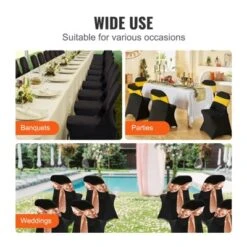 VEVOR Stretch Spandex Folding Chair Covers, Universal Fitted Chair Cover, Removable Washable Protective Slipcovers, (50PCS Black) -Aesthtic Interiors GUEST e52cb8c7 1e36 43e8 9205 4f0bcd83d804