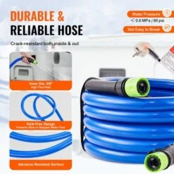 VEVOR 15ft Heated Water Hose For RV,Heated Drinking Water Hose Antifreeze To -45°F, Automatic Self-regulating, 5/8" I.D. With 3/4" GHT Adapter, Blue -Aesthtic Interiors GUEST e62b9882 2b57 4c48 87af 5e95d63ea553