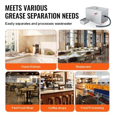 VEVOR Commercial Grease Trap, 40 LBS Grease Interceptor, Side Inlet Interceptor, Stainless Steel Grease Trap, 10 GPM Waste Water Oil-water Separator 6 VEVOR Commercial Grease Trap, 40 LBS Grease Interceptor, Side Inlet Interceptor, Stainless Steel Grease Trap, 10 GPM Waste Water Oil-water Separator - Image 6