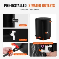 VEVOR Collapsible Rain Barrel, 66 Gallon/250 L Portable Rain Water Collection Barrel, PVC Rainwater Collection System With Spigots And Overflow Kit -Aesthtic Interiors GUEST e698be2a f183 4db5 84e9 d4fadf9dbf91