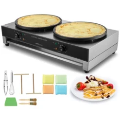 VEVOR Electric Crepe Maker, 16-Inch Double Head Commercial Crepe Machine, 3400W Flat Plate Crepe Griddle, Nonstick Stainless Steel Pancake Making -Aesthtic Interiors GUEST e6bab866 20f1 4b08 9918 4ce92ed1b4c3