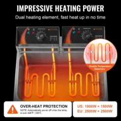 VEVOR Commercial Deep Fryer, 3000W Electric Turkey Fryer With 3 Baskets, Large Capacity 18Qt / 17L Stainless Steel Countertop Single Oil Fryer -Aesthtic Interiors GUEST e7020cc4 63e6 477f b451 e03bf0983f03