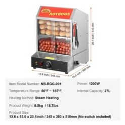 VEVOR Hot Dog Steamer, 28.5QT, 2-Tier Hot Dog Hut Steamer, 86℉~185℉ Temperature Control, Electric Bun Warmer With Tempered Glass Slide Doors -Aesthtic Interiors GUEST e72c0ea0 91a7 491b bb73 b468d63125f4