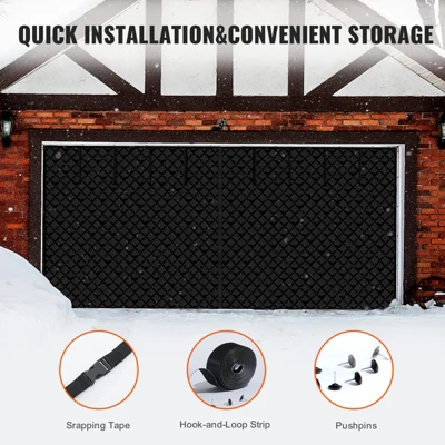 VEVOR Garage Door Screen For Winter, 16x7FT, Garage Door Insulation Kit, Magnetic Thermal Insulated Door Curtain With 300D Oxford Fabric, Black 6 VEVOR Garage Door Screen For Winter, 16x7FT, Garage Door Insulation Kit, Magnetic Thermal Insulated Door Curtain With 300D Oxford Fabric, Black - Image 6