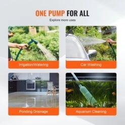 VEVOR Water Transfer Pump, 12V DC 360 GPH 1/10HP, Portable Electric Utility Pump With 6 Ft Suction Hose Kit, Impeller, Suction Strainer, Orange -Aesthtic Interiors GUEST e7a2ce93 b129 47ac 93a5 4545feaf4504