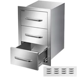 VEVOR Outdoor Kitchen Drawers 16" W X 21.5" H X 18" D, Flush Mount Triple Access BBQ Drawers With Stainless Steel Handle, BBQ Island Drawers,Silver -Aesthtic Interiors GUEST e7b00966 713b 4800 b988 b9ca8c39c9e7