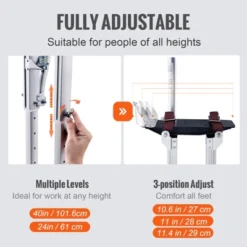VEVOR Drywall Stilts, 24''-40'' Adjustable Aluminum Tool Stilts With Protective Knee Pads, Non-slip Work Stilts For Sheetrock Painting, Silver -Aesthtic Interiors GUEST e7c1e2c8 ad7c 49df b572 f70945636913