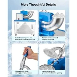 VEVOR Commercial Ice Crusher 661LBS/H, 350W Electric Snow Cone Machine With 4 Blades, 2000RPM Stainless Steel Shaved Ice Machine , Blue -Aesthtic Interiors GUEST e7c40b4c 58bf 4039 a40f 07fbdc41d663