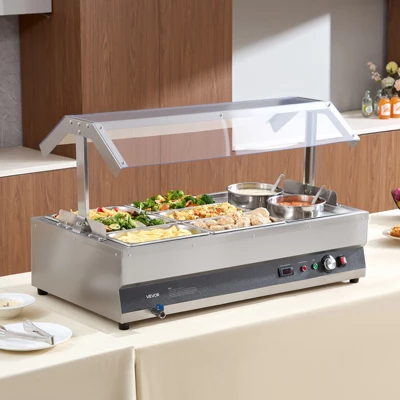 VEVOR Electric Soup Warmer, Two 6.34QT Pots & Six 1/3 Pans, Stainless Steel Commercial Food Warmer With 86~185°F Adjustable Temp, Silver 1 VEVOR Electric Soup Warmer, Two 6.34QT Pots & Six 1/3 Pans, Stainless Steel Commercial Food Warmer With 86~185°F Adjustable Temp, Silver