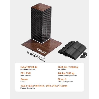 VEVOR Dance Floor Tiles, 12.4 X 12.4 In 52 Piece Interlocking Dance Flooring, Portable Dance Practice Floor With Cushioned Base 7 VEVOR Dance Floor Tiles, 12.4 X 12.4 In 52 Piece Interlocking Dance Flooring, Portable Dance Practice Floor With Cushioned Base - Image 7