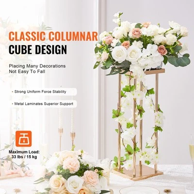 VEVOR 4PCS Gold Metal Column Wedding Flower Stand, 23.6inch High With Metal Laminate, Vase Geometric Centerpiece Stands, Cylindrical Floral Display 4 VEVOR 4PCS Gold Metal Column Wedding Flower Stand, 23.6inch High With Metal Laminate, Vase Geometric Centerpiece Stands, Cylindrical Floral Display - Image 4