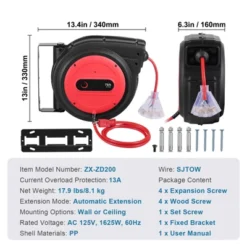 VEVOR Retractable Extension Cord Reel, 75 FT, Heavy Duty 14AWG/3C SJTOW Retractable Power Cord With Lighted Triple Tap Outlet, Black -Aesthtic Interiors GUEST e87968f3 f777 46ed b810 a6e598b3cfe8