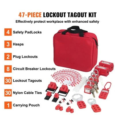 VEVOR Electrical Lockout Tagout Kit, 47 PCS Safety Loto Kit Includes Padlocks, Hasps, Tags, Nylon Ties, Plug Lockouts, Circuit Breaker Lockouts 2 VEVOR Electrical Lockout Tagout Kit, 47 PCS Safety Loto Kit Includes Padlocks, Hasps, Tags, Nylon Ties, Plug Lockouts, Circuit Breaker Lockouts - Image 2