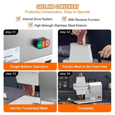 VEVOR Commercial Meat Tenderizer, Heavy Duty Stainless Steel Kitchen Tool With Handle, Meat Tong, And Cleaning Brush, 450W Electric Meat Tenderizer 5 VEVOR Commercial Meat Tenderizer, Heavy Duty Stainless Steel Kitchen Tool With Handle, Meat Tong, And Cleaning Brush, 450W Electric Meat Tenderizer - Image 5