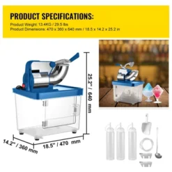 VEVO 110V Commercial Electric Ice Shaver 440lbs/h, Snow Cone Machine With Dual Blades, Stainless Steel Shaved Ice Machine For School, Church, Blue 13 VEVO 110V Commercial Electric Ice Shaver 440lbs/h, Snow Cone Machine With Dual Blades, Stainless Steel Shaved Ice Machine For School, Church, Blue -Aesthtic Interiors GUEST e95ee0fd 732c 4c34 b155 0349e88a78fe